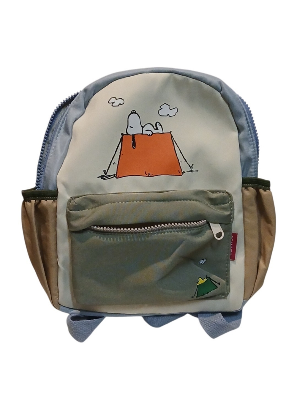 Peanuts -2026 Khaki Colored Snoopy & Woodstock Backpack, Zippered Front Pocket - Picture 12 of 12